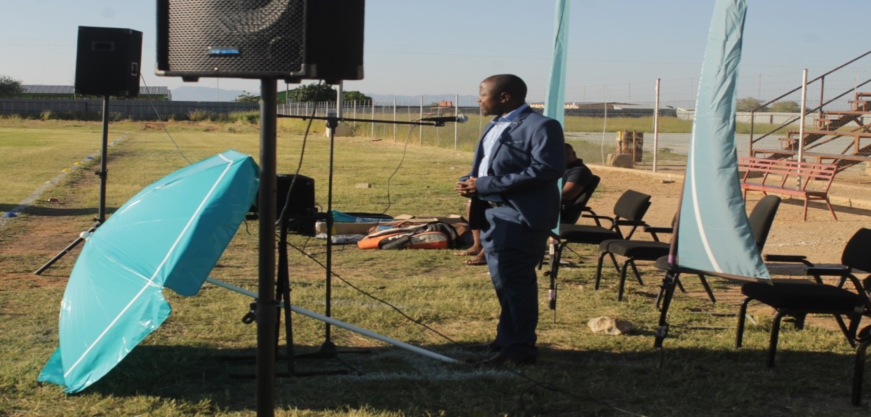 Outjo Deputy Major – Mr. Herold Khairabeb speaking at the Fun Day 2017