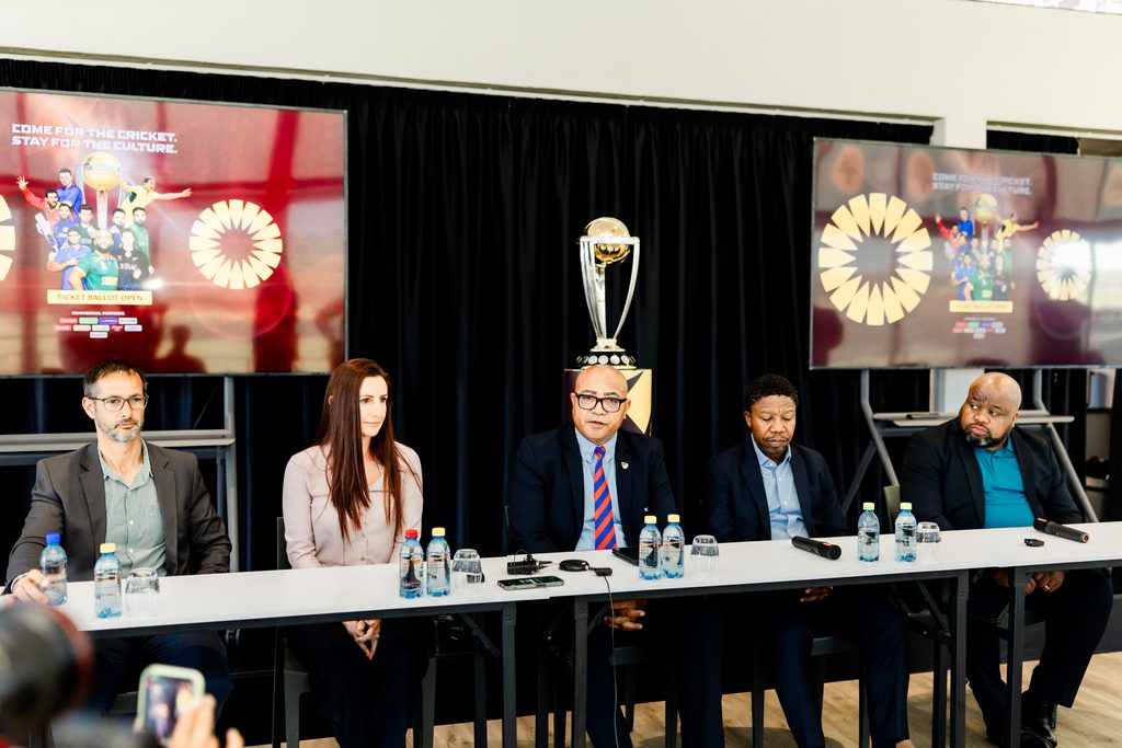 From left to right: Cricket Namibia CEO, Johan Muller; ICC Men’s Cricket World Cup 2027 Tournament Director, Sarah Edgar; Ministry of Education, Innovation, Youtj, Sports, Arts and Culture Deputy Director, Irvine Ndjavera; ICC Men’s Cricket World Cup 2027 LOC CEO, Qondisa Ngwenya & ICC Men’s Cricket World Cup 2027 LOC COO, Edward Khoza. 